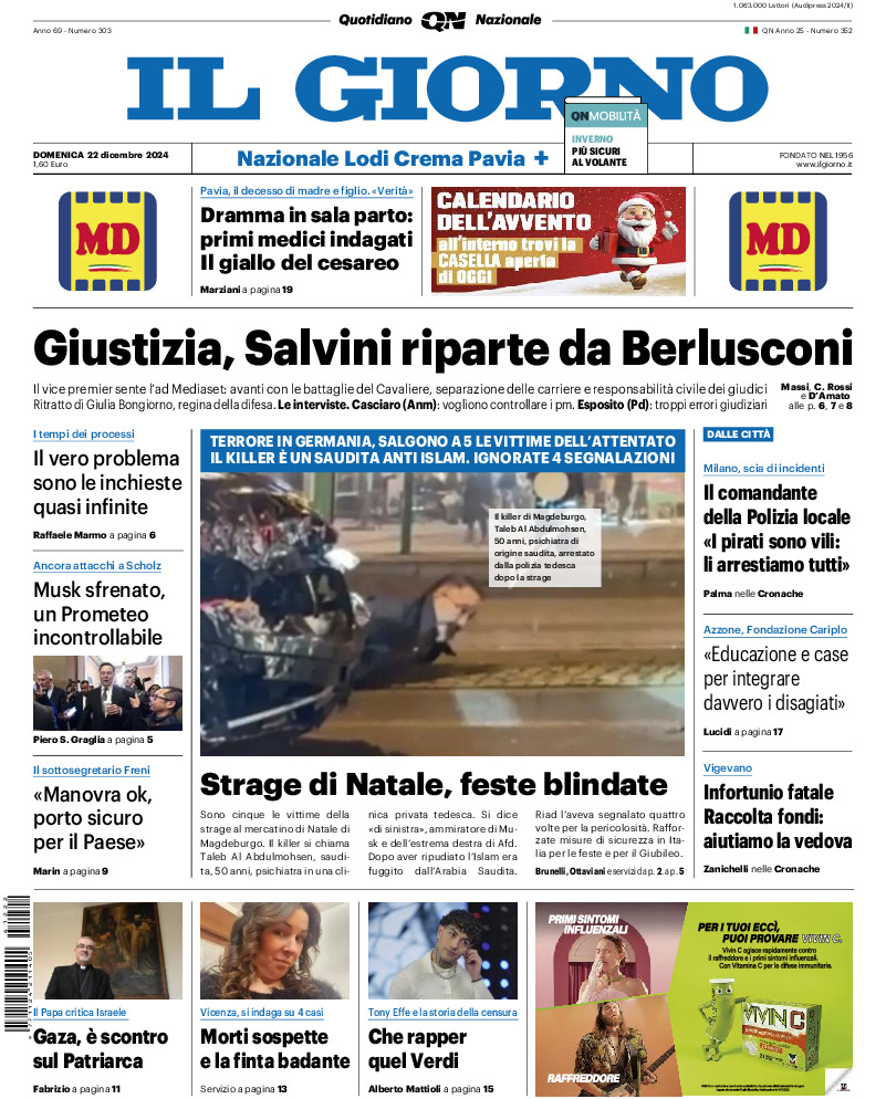 Prima-pagina-il giorno-edizione-di-oggi-20241222